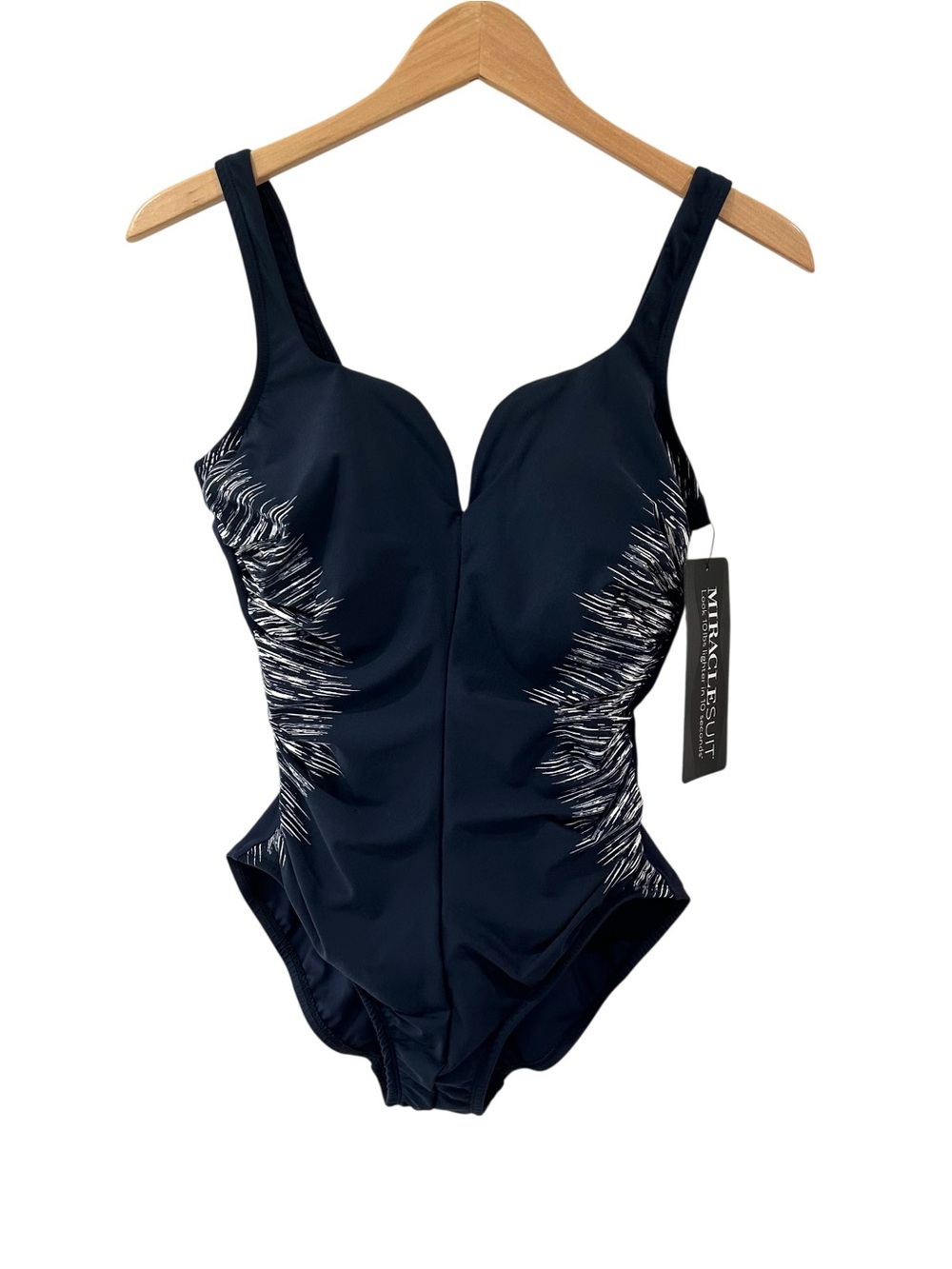 Miraclesuit Temptress One-Piece swimsuit 12 midnight blue white slimming NWT